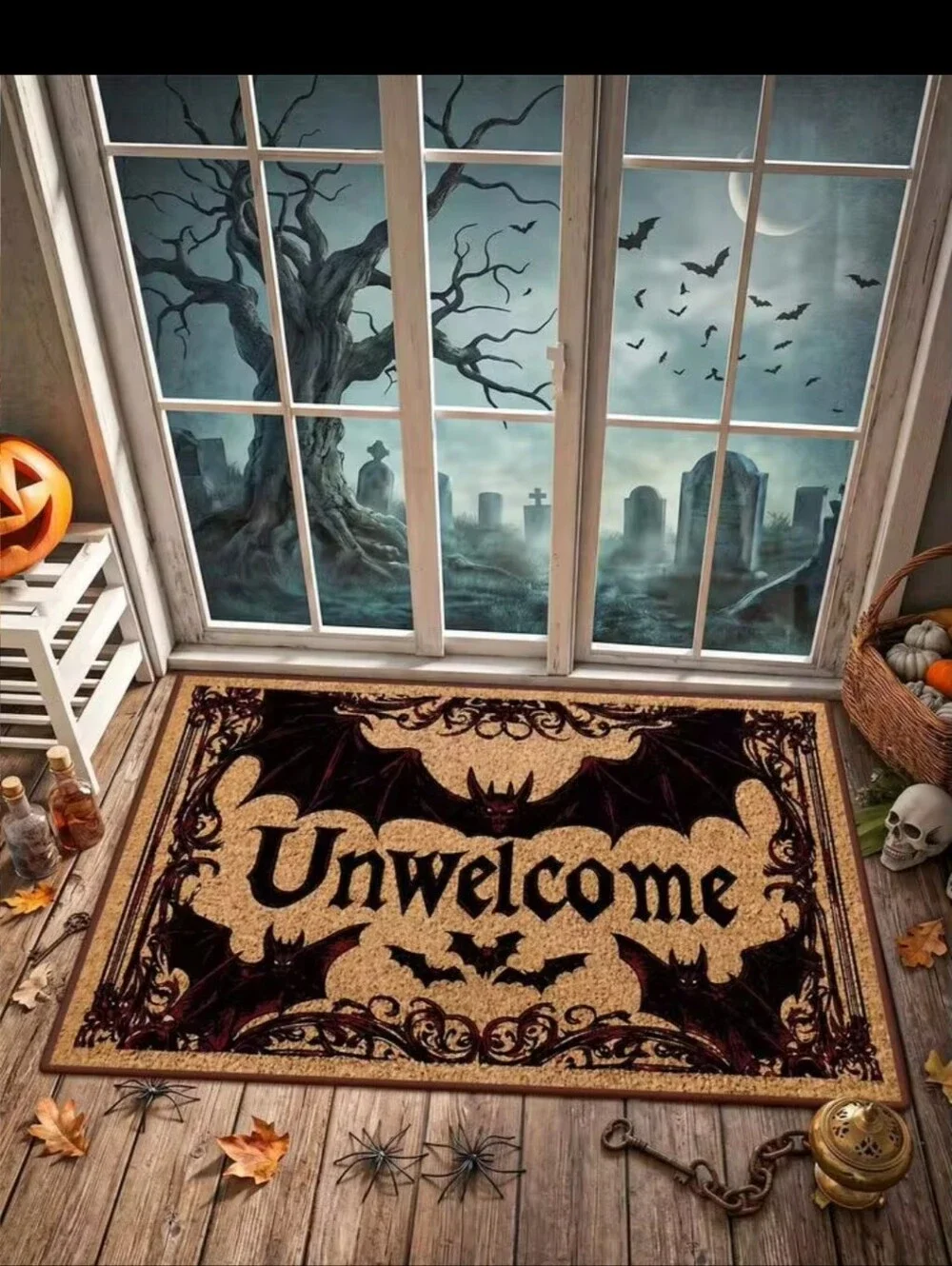 NWT Unwelcome Funny Bat Halloween Fall Welcome Doormat